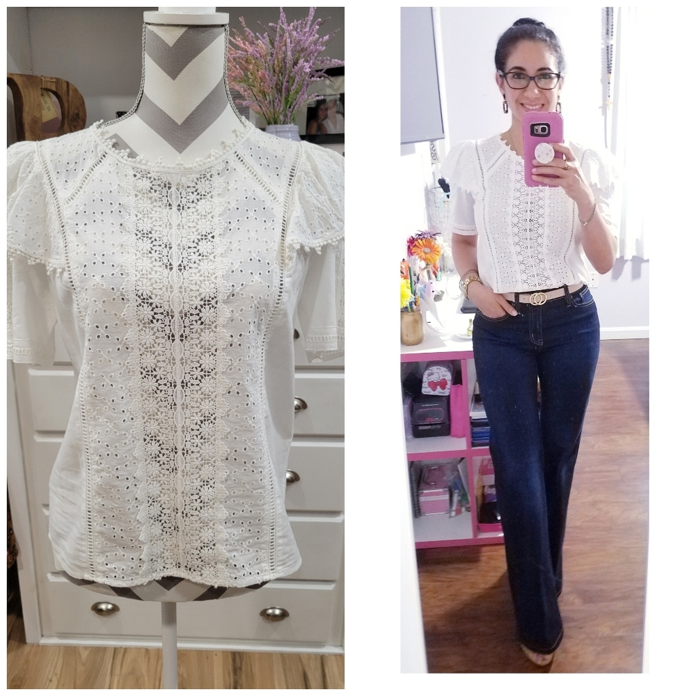 Chelsea & Violet White Eyelet Top